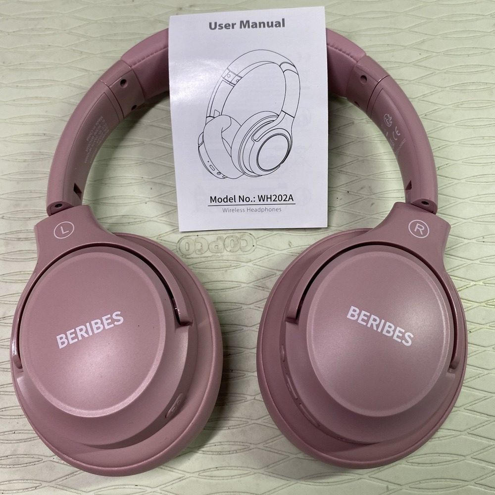 BERIBES‎ Bluetooth Headphones Over Ear Music Talk 65 Hrs. Range 33 Ft. Pink NWB